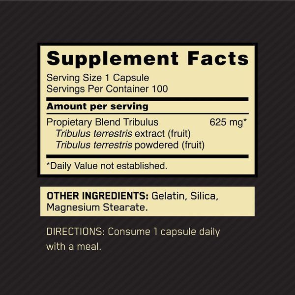 Optimum Nutrition, Tribulus 625, 100 Capsules 22169 фото